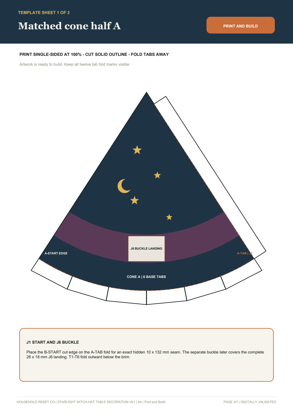 Genuine final Starlight Witch Hat printable template page